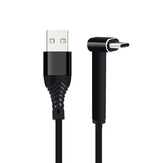 Cavo USB intrecciato ad angolo retto da 90 gradi Cavo di ricarica dati veloce di tipo C durevole da 2,4 A per telefoni Android 2,0 m